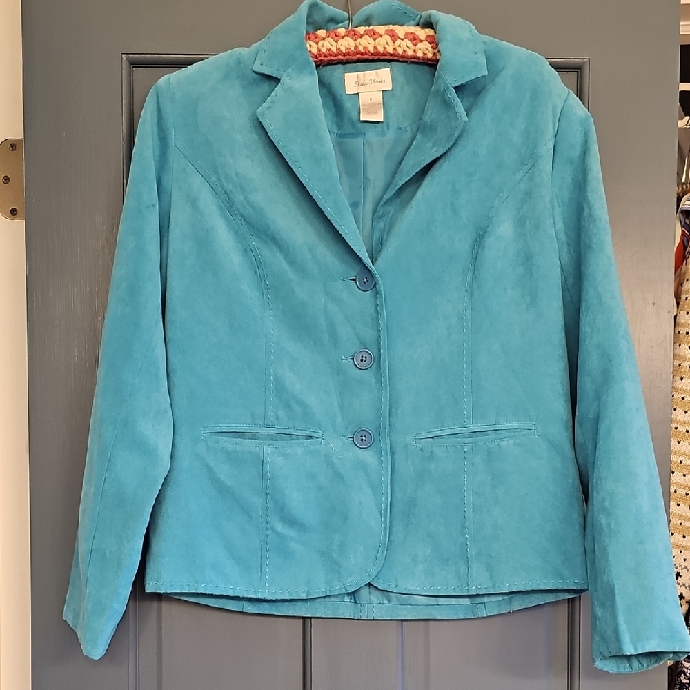 VINTAGE Studio Works Vibrant Blue Blazer Jacket Size 8 Medium 80s Women
